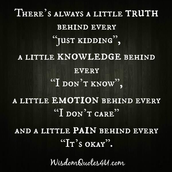 There's always a little emotion behind every I don't care - Wisdom Quotes
